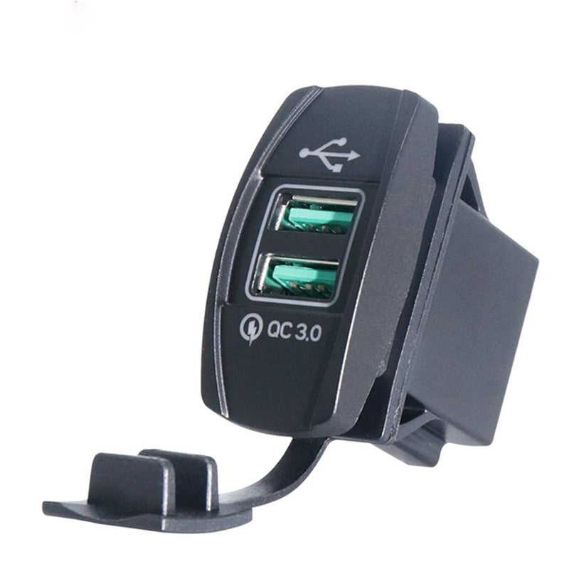 Bluejw 12V/24V Marine Grade QC3.0 Dual USB Car Charger Socket, Waterproof Automobile Charger Adapter for Boat, Truck, RV - Image 1